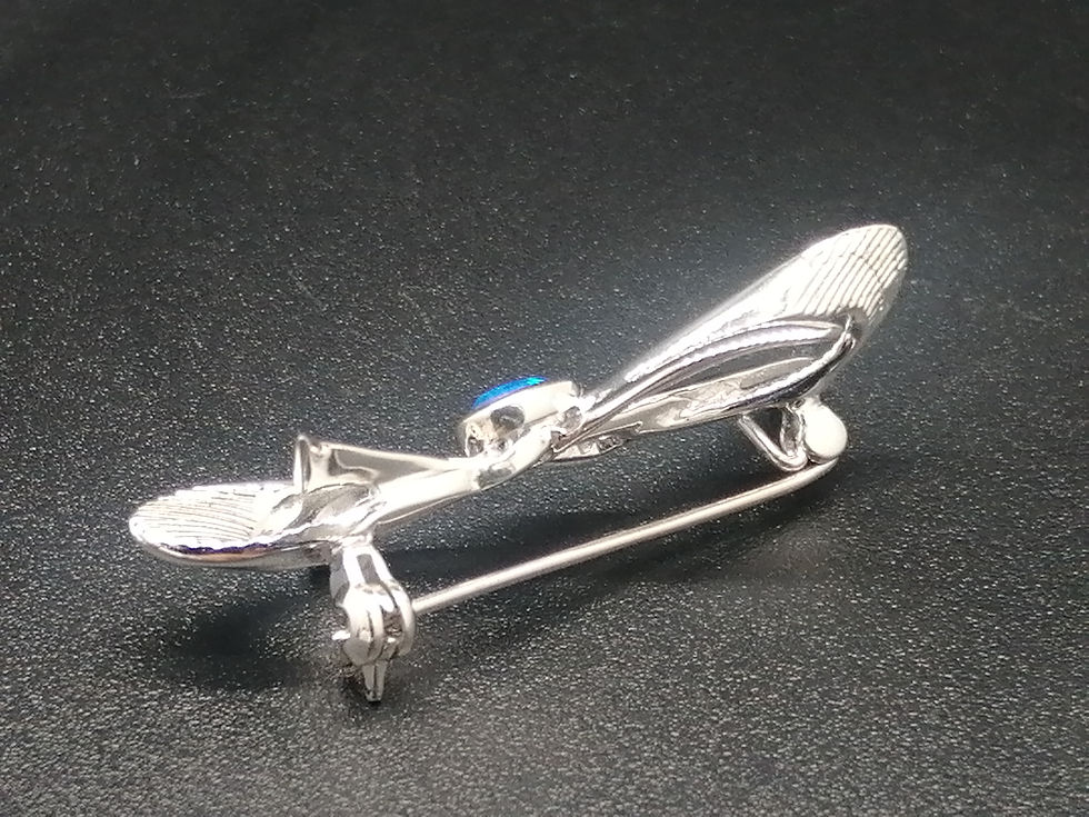 Thumbnail: 925 Silver Blue Opal Bow Brooch