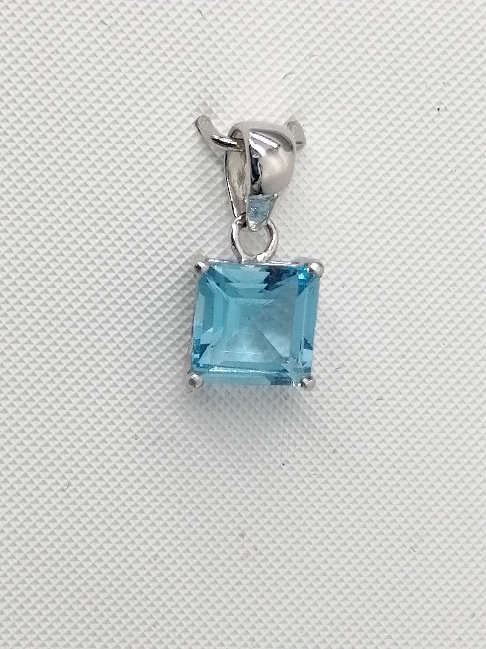 Thumbnail: 9ct White Gold Blue Topaz Square Pendant