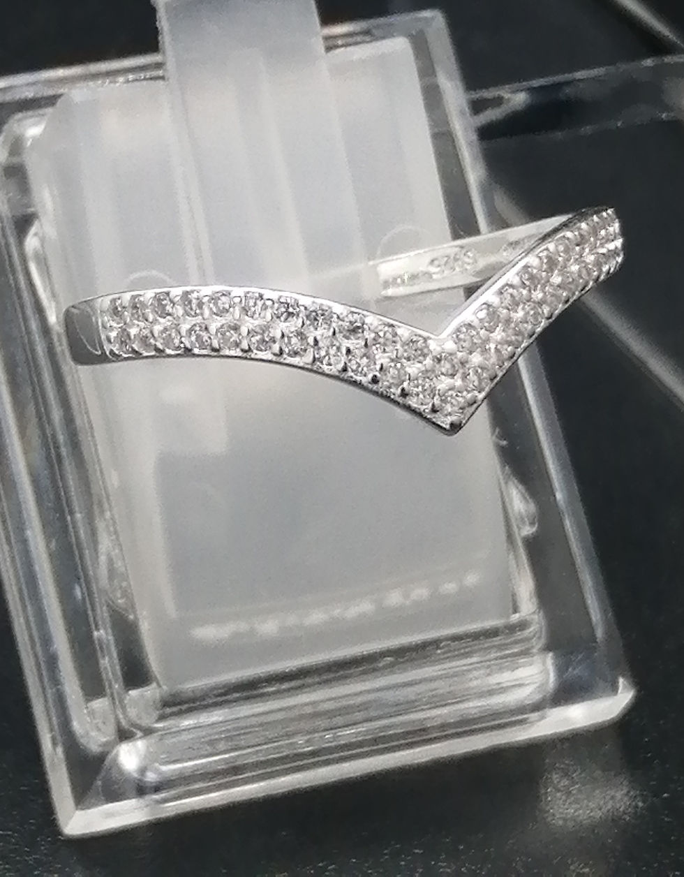 Thumbnail: 925 Silver CZ Wishbone Ring