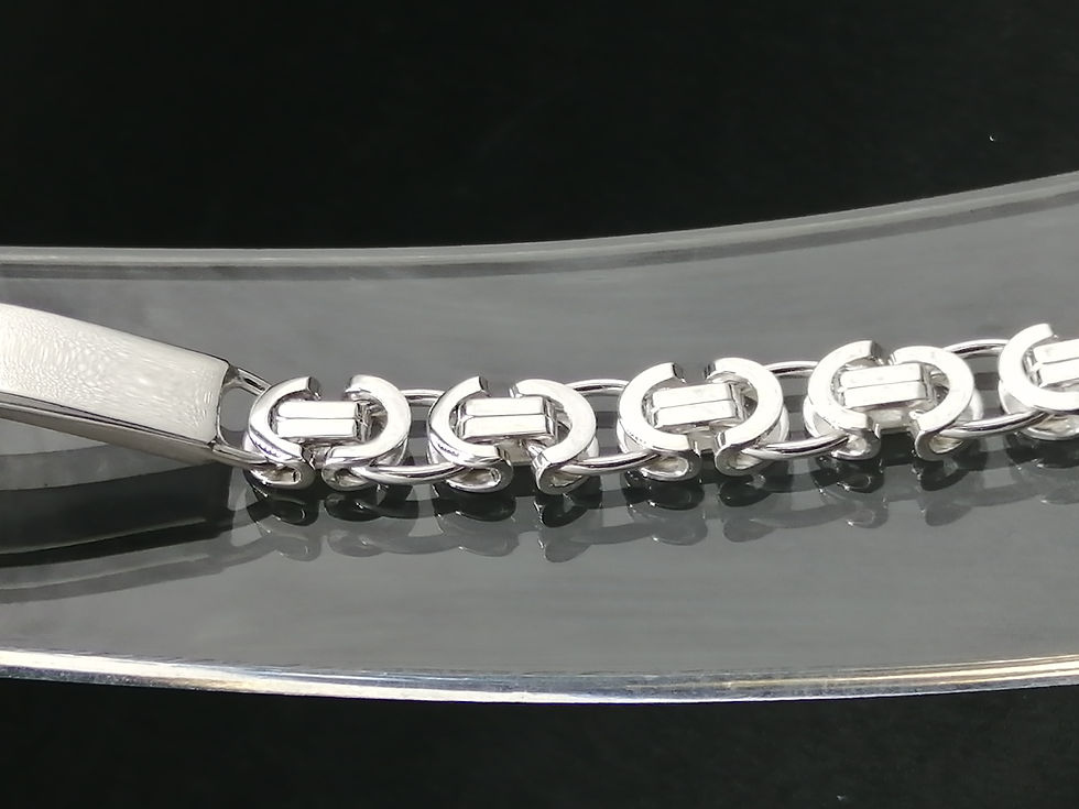 Thumbnail: 925 Silver Flat Byzantine ID Bracelet