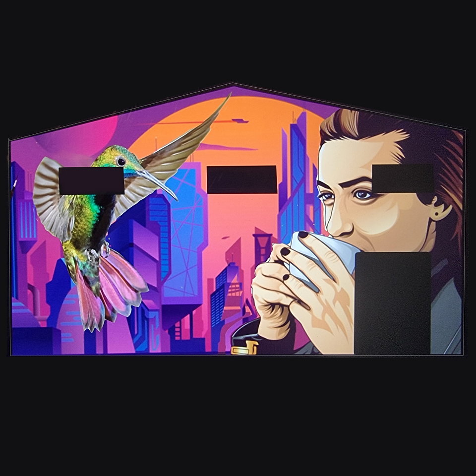 The Sheds at Brendale Mural Art Competition Entry Bird and Girl drinkingCoffee