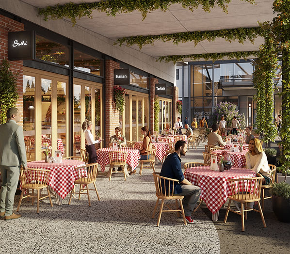 Freshwater Village Italian Restaurant outside artist impression