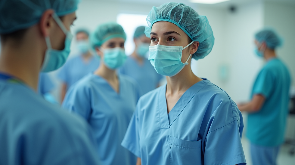 Close-up view of hospital staff wearing comfortable, skin-friendly uniforms