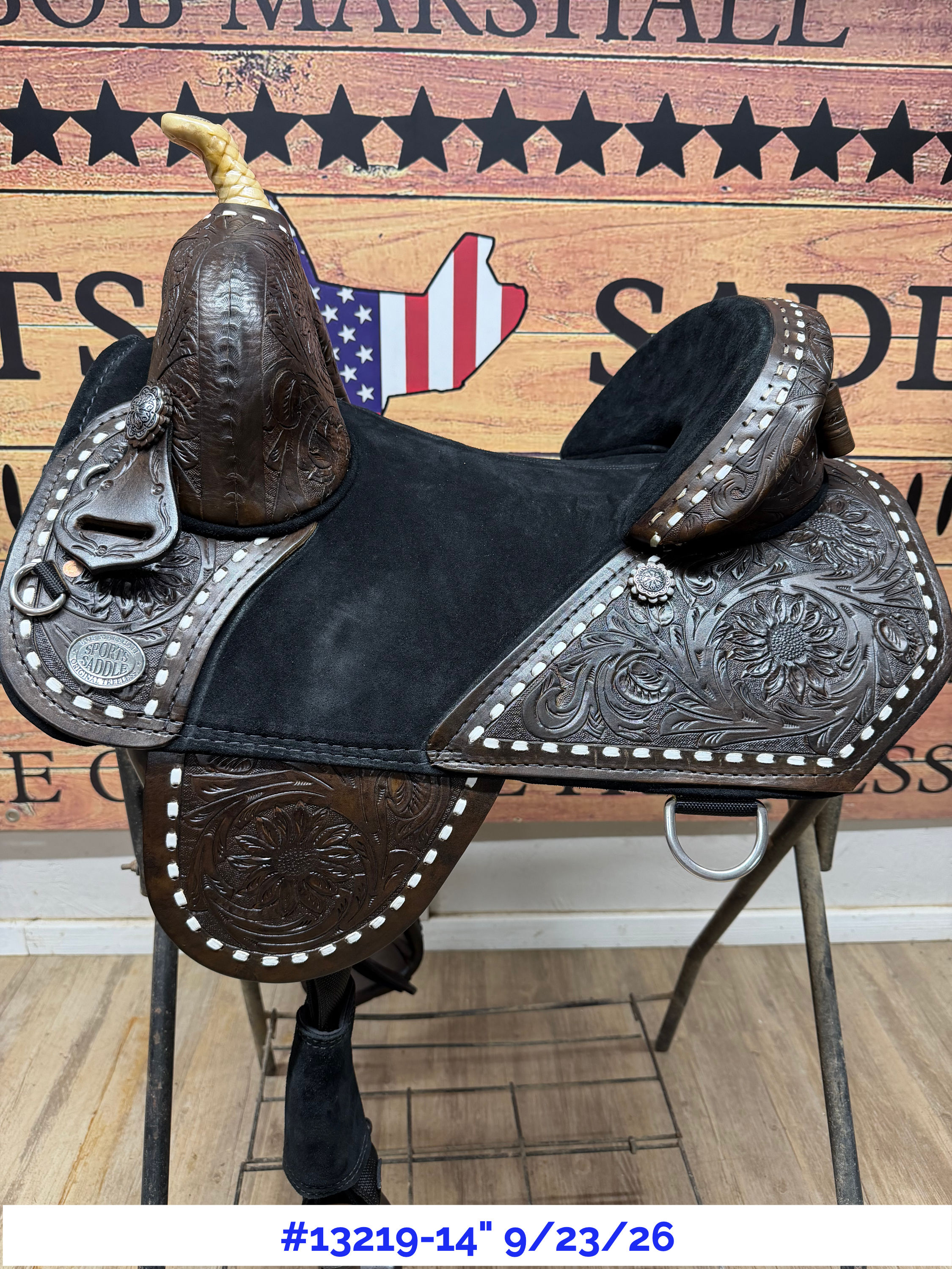 #13219 14" Hand Carved Floral Barrel Racer