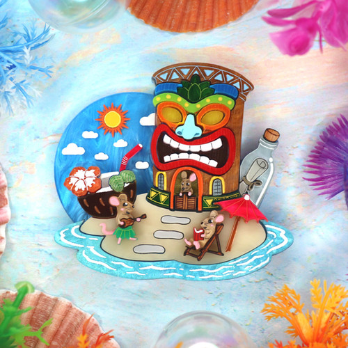 Tiki Island Retreat Brooch | Puddle and Squeak