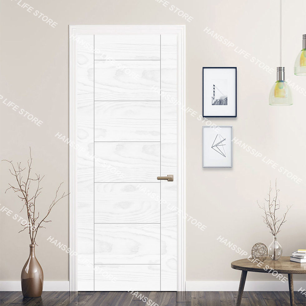 Thumbnail: White interior door, two handmade vases in a living room