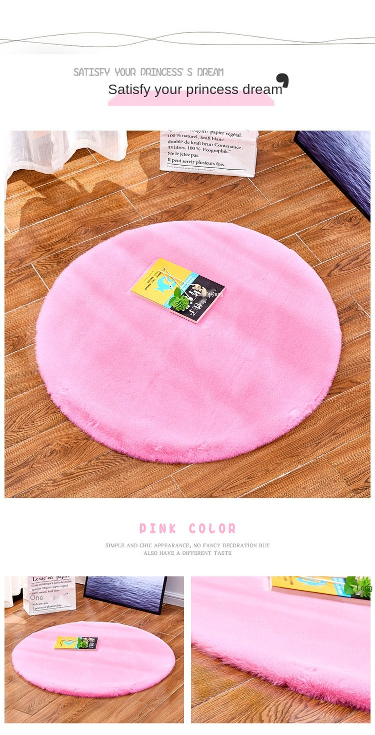 Thumbnail: Round pink faux fur rug