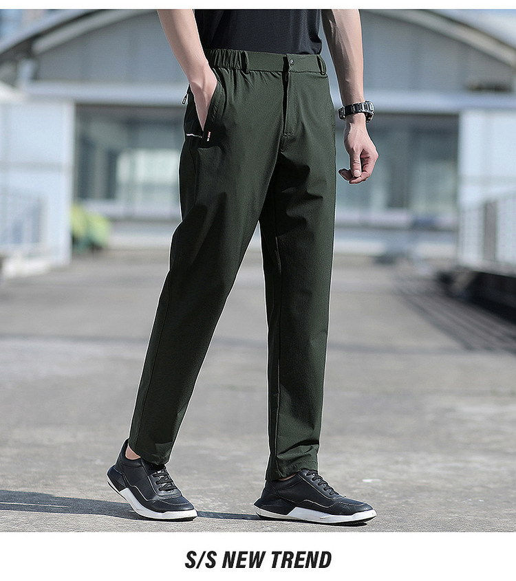Thumbnail: Large Size Men's Summer Pants Big Size Ice Silk Stretch Breathable Straight Leg 