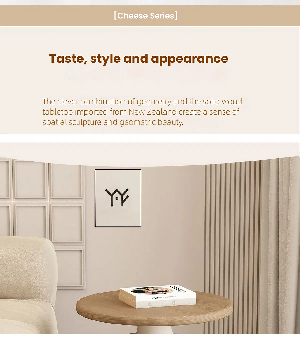 Thumbnail: Webpage section with text "Taste, style and appearance" and description of solid wood tabletop