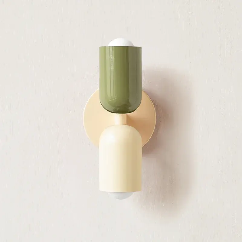 Modern wall sconce with olive green and cream lights