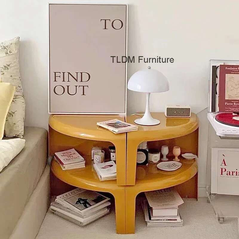 Nordic round side table with two tiers