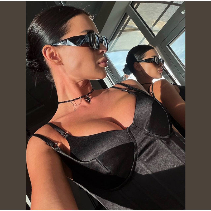 Thumbnail: Women Vest Spaghetti Strap Corset Top Street Female Panelled V-neck Sleeveless B