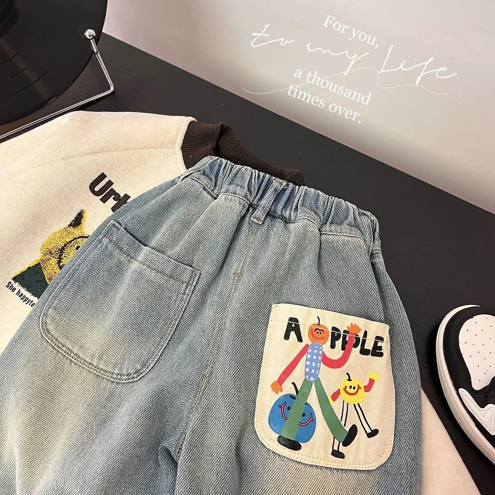 Thumbnail: Spring Autumn Toddler Boys Denim Pants Cotton Animepattern Babys Boys Jeans Casu