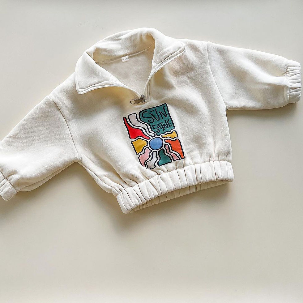 Thumbnail: Cream quarter-zip sweatshirt with 'SUN BABE' graphic
