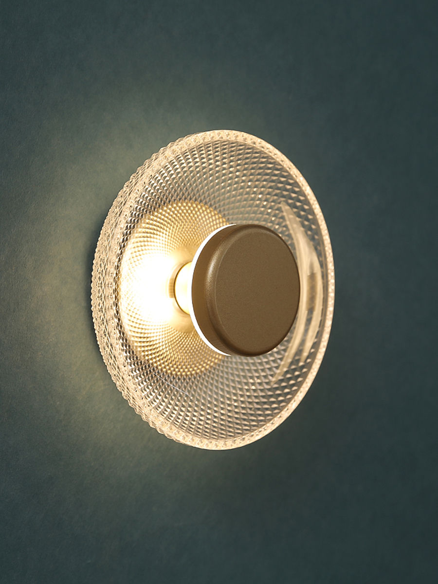 Thumbnail: Modern circular wall light with textured glass