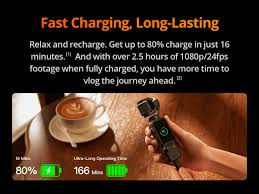 Thumbnail: Hand holding camera, text 'Fast Charging, Long-Lasting', 166 mins battery.
