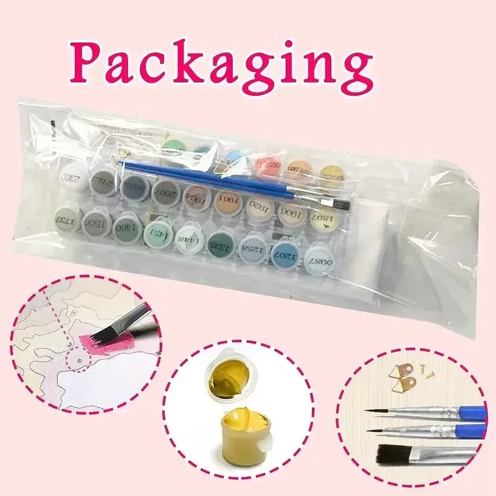 Thumbnail: Packaging for art kit with paints, brushes, and canvas detail
