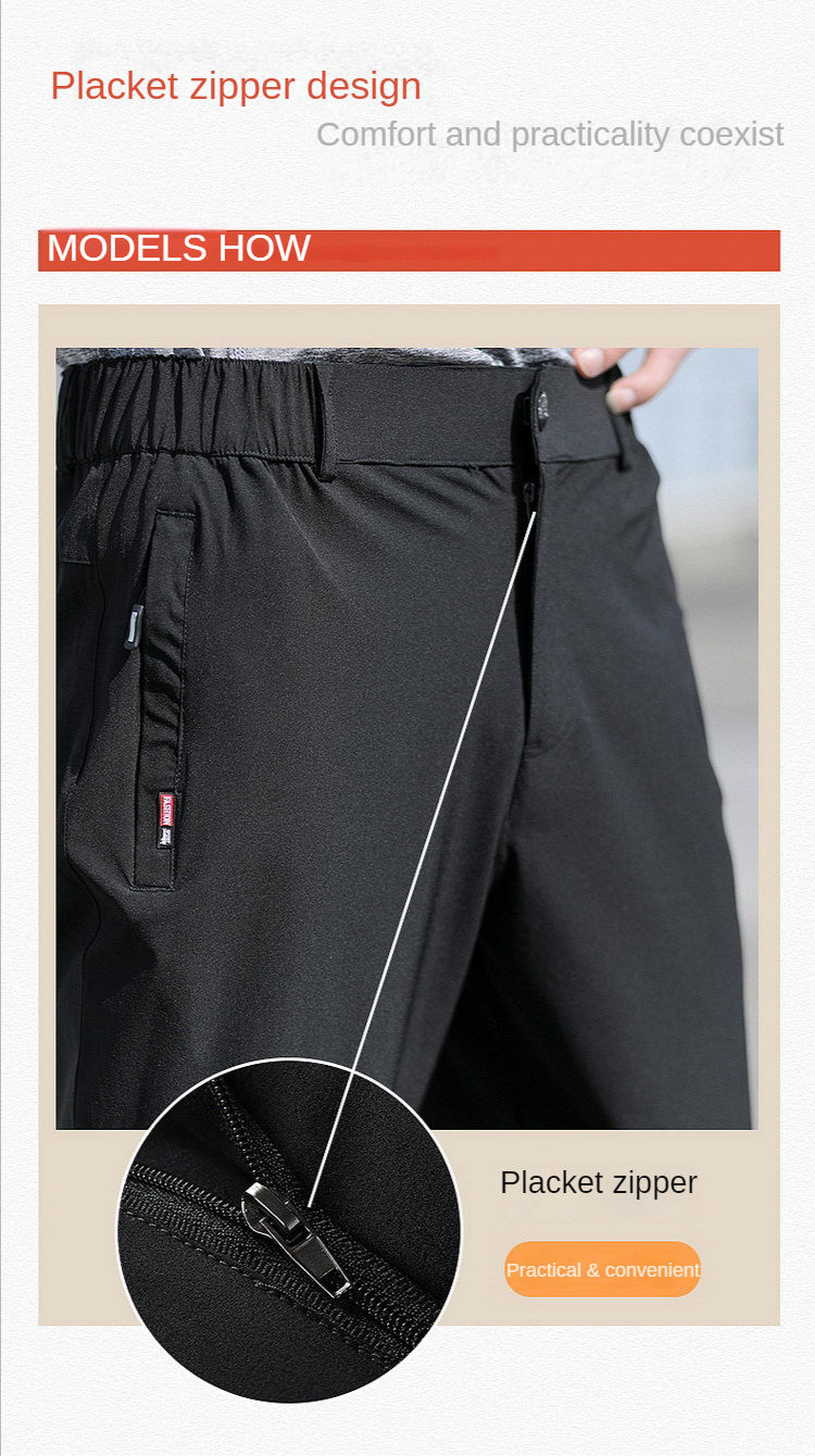 Thumbnail: Large Size Men's Summer Pants Big Size Ice Silk Stretch Breathable Straight Leg 