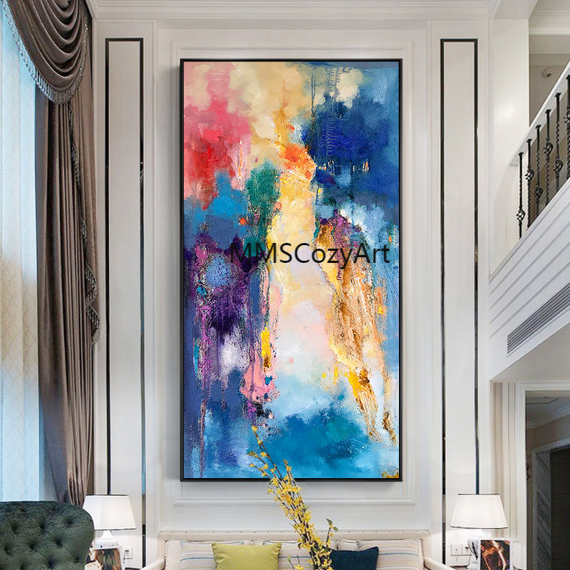 Vibrant abstract hand-painted mural