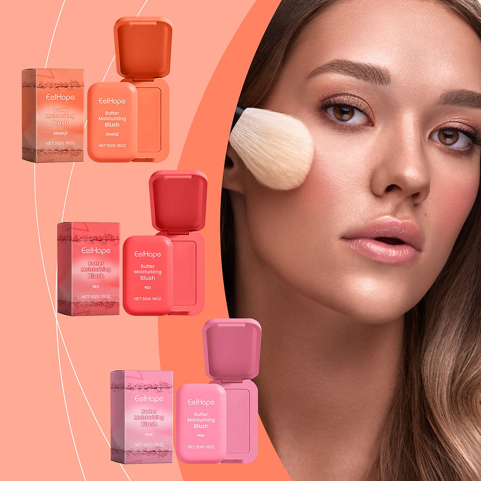 Thumbnail: Woman applying pink blush, with orange, red, and pink tints