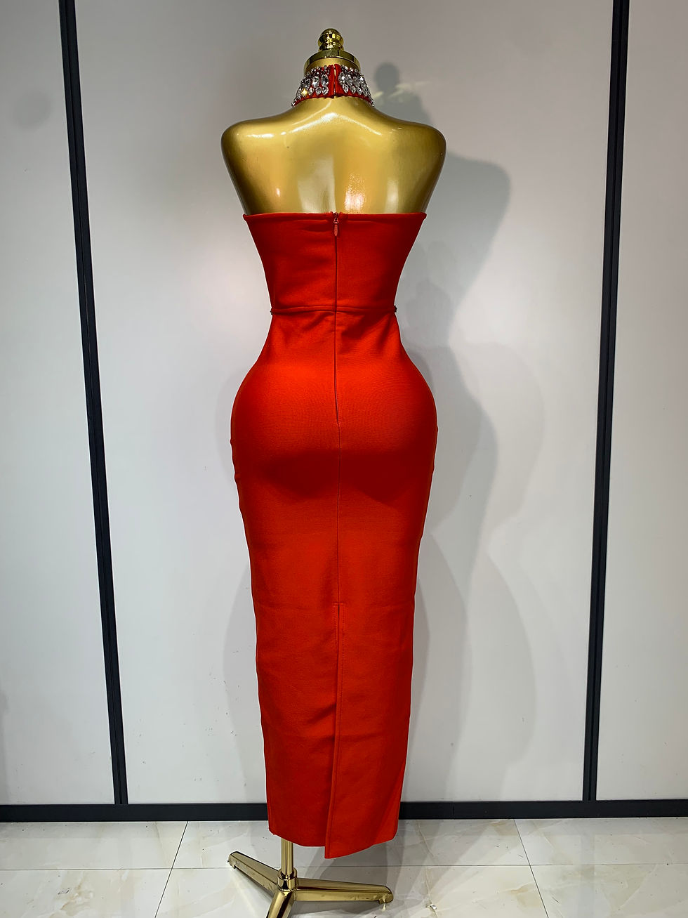 Thumbnail: High Quality Strapless Beading With Necklace Bandage Dress  Celebrity Elegant  E