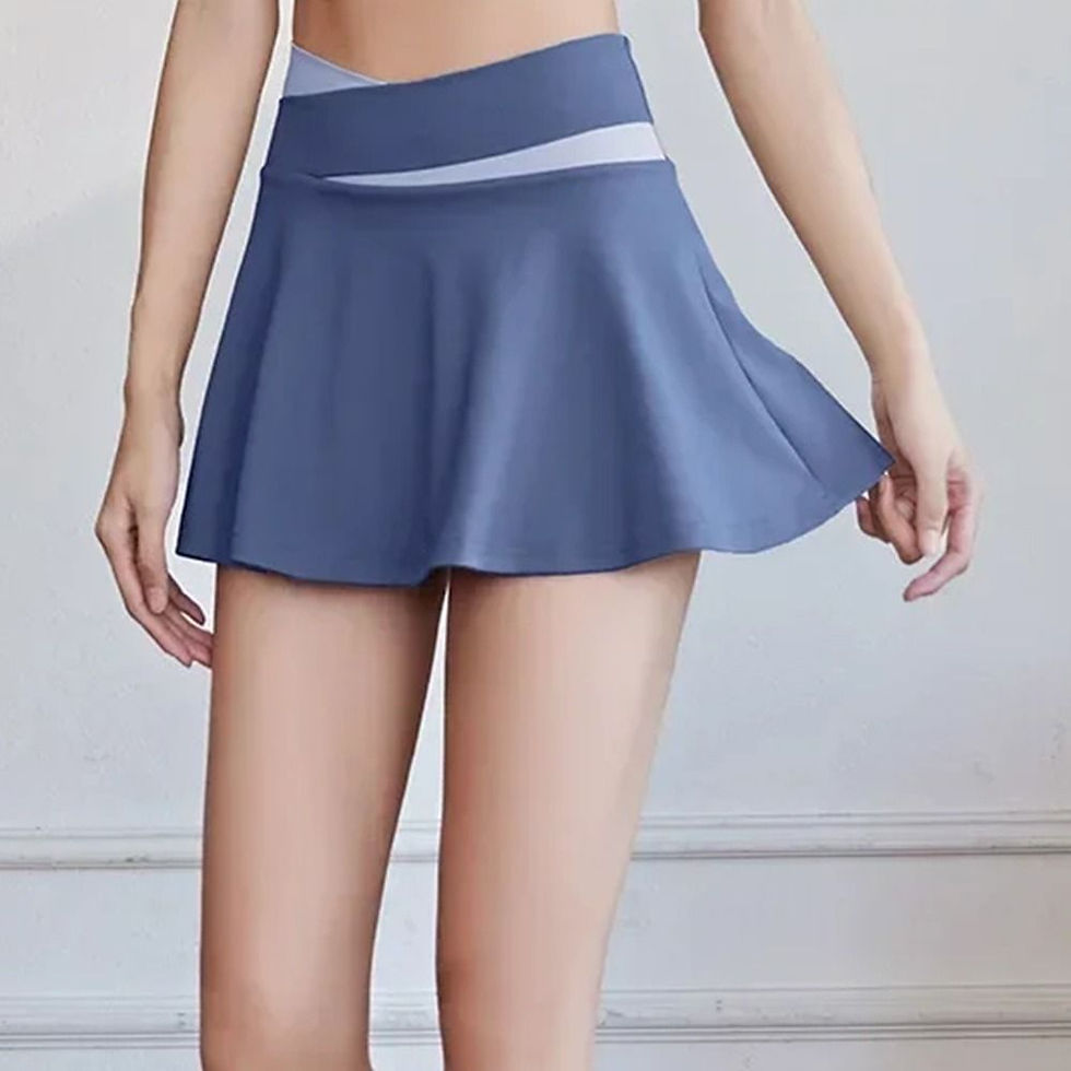 Thumbnail: Seamless Cross-waist Women's Tennis Skirts Soft Stretchy Breathable Sport Golf S