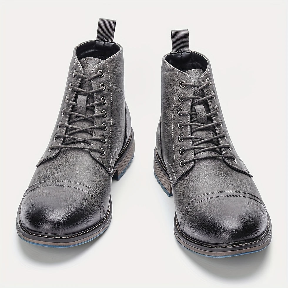 Thumbnail: Men's Oxford Boots Cap Toe Ankle Boots Outdoor Formal Dress Shoes For Party Offi
