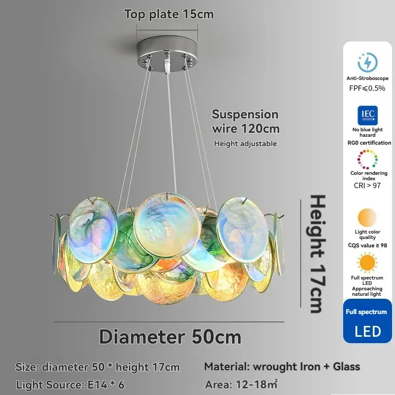 Thumbnail: Modern abstract LED chandelier with iridescent glass art pieces