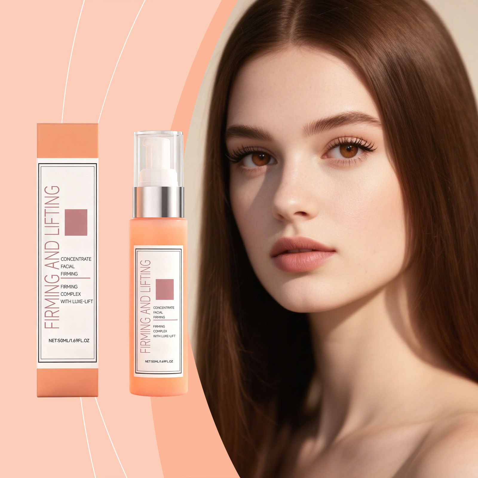 Young woman with 'Firming and Lifting' facial serum