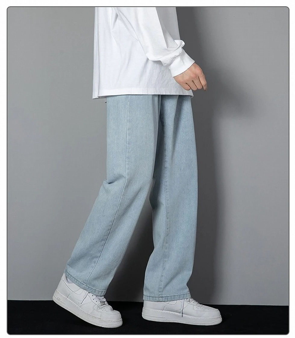 Thumbnail: Korean Solid Colors Men's Casual Long Jeans Classic Man Four Seasons Straight De
