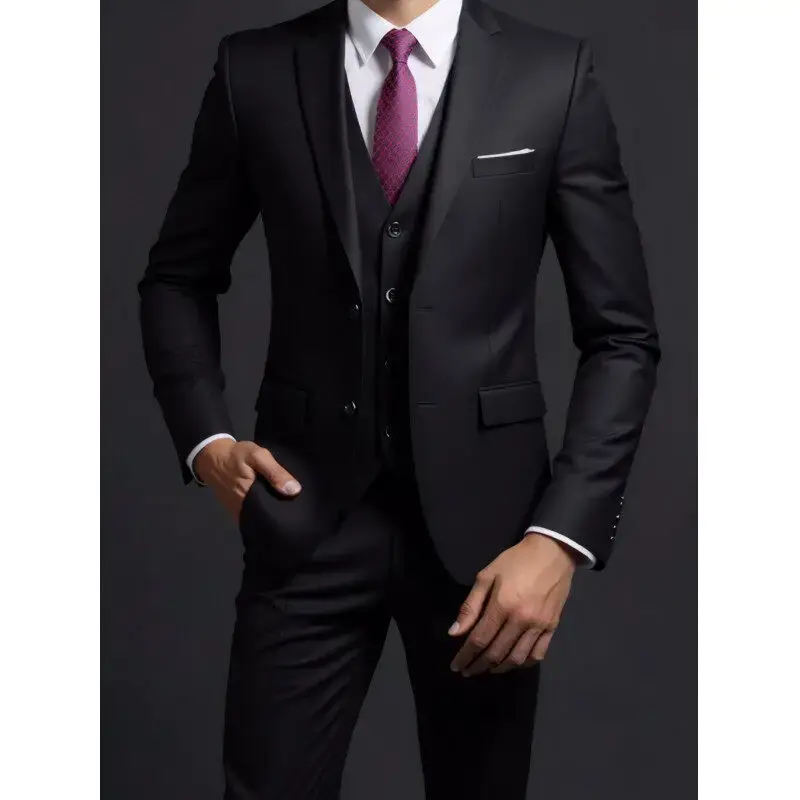 Thumbnail: Suit (Blazer+ Vest + Trousers) Men's Fashionable Gentleman Business British Styl