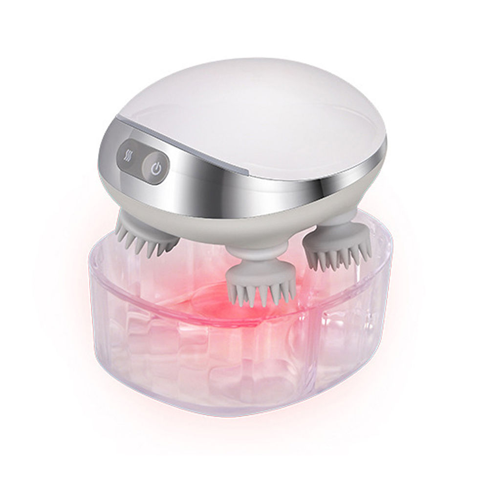 Thumbnail: White massager with rotating heads, red light in base
