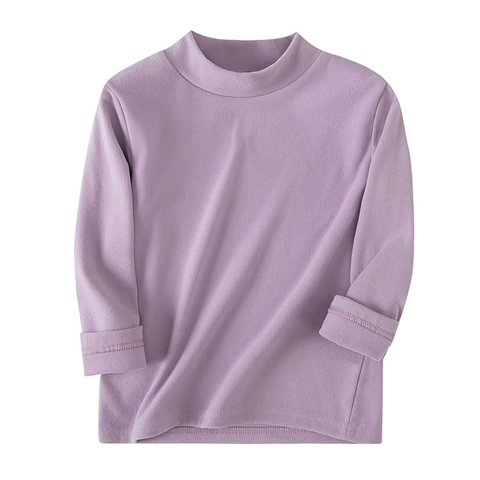 Thumbnail: 1/2/3piece Autumn And Winter Thick Children's Solid Color Base Shirt Boys And Gi