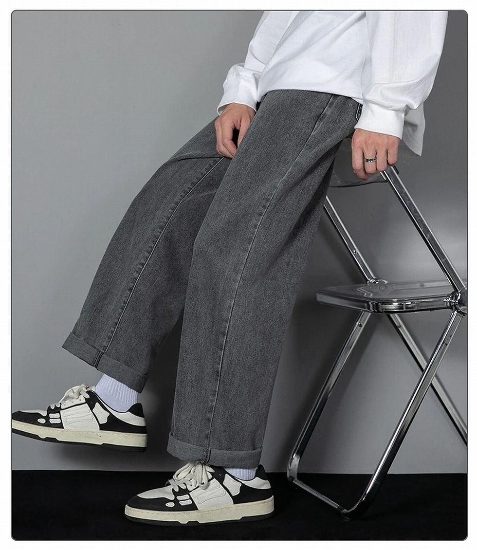 Thumbnail: Korean Solid Colors Men's Casual Long Jeans Classic Man Four Seasons Straight De