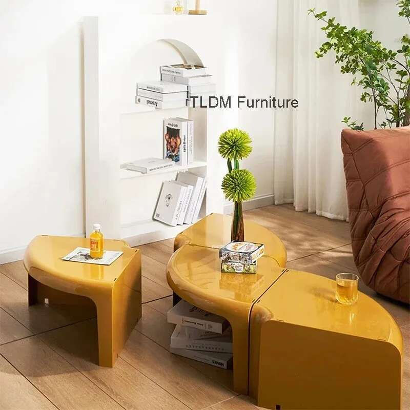 Thumbnail: Creative yellow Nordic coffee and side tables in a modern living room