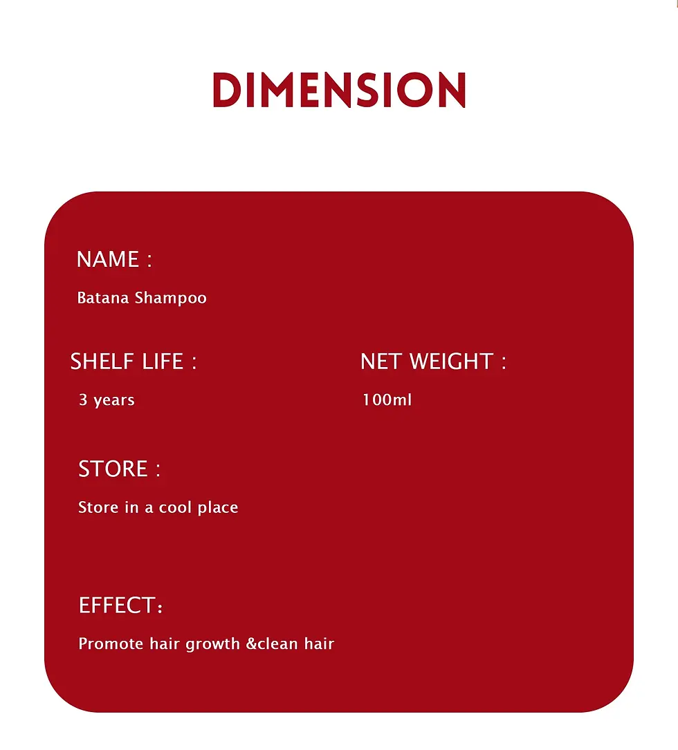 Thumbnail: Batana Shampoo product details: shelf life, storage, effect, net weight.