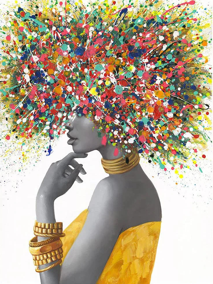 Thumbnail: Woman with colorful paint splatter hair, gold jewelry.