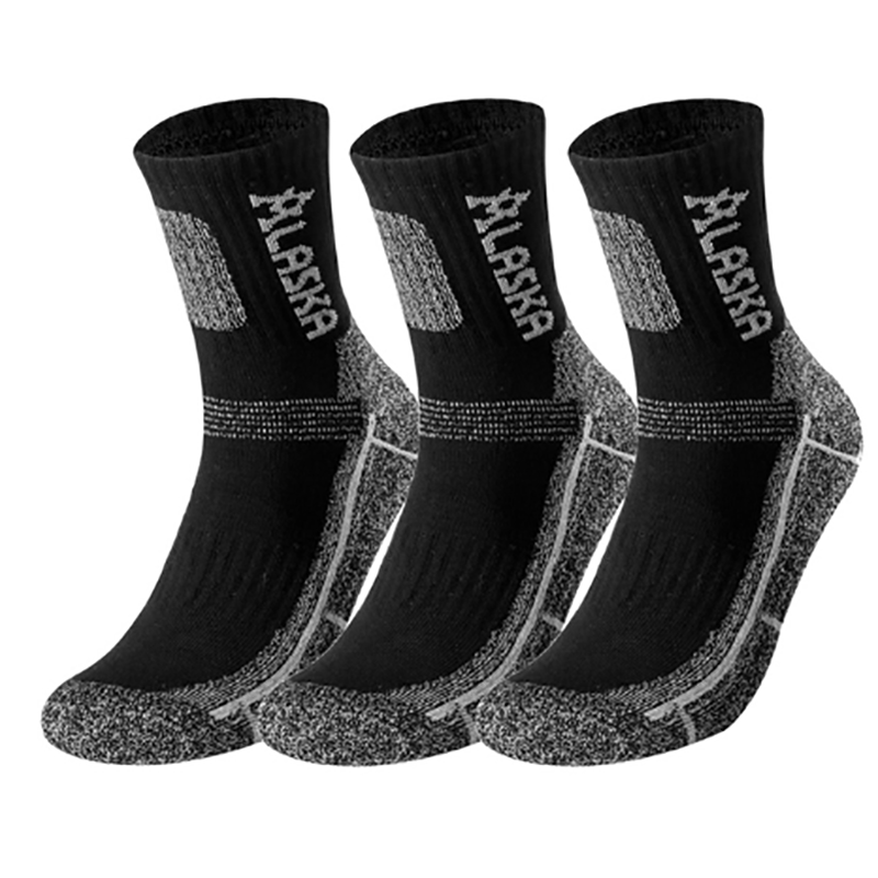 Thumbnail: Three black ALASKA socks with grey accents