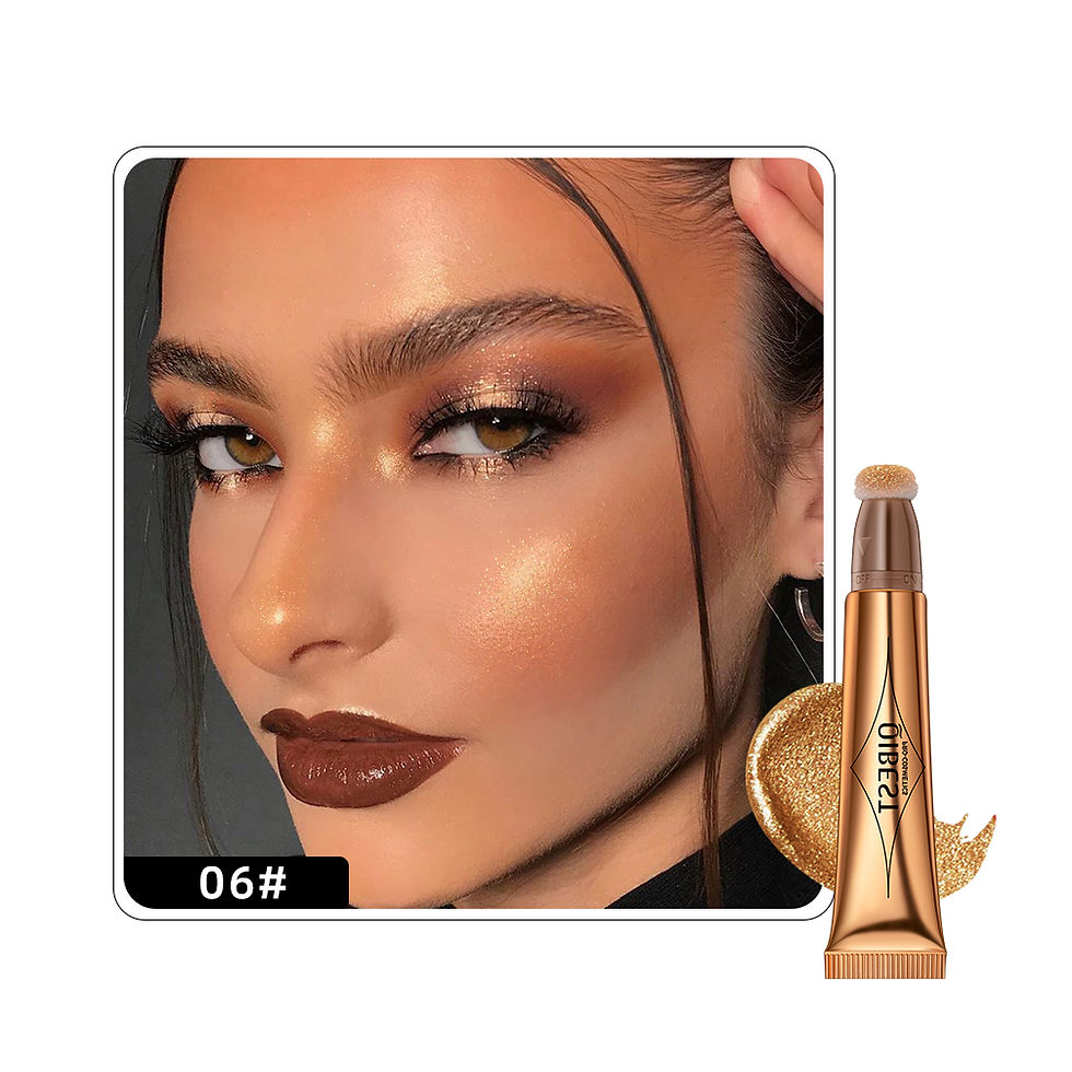 Thumbnail: Model with highlighted skin, next to liquid highlighter tube 06#