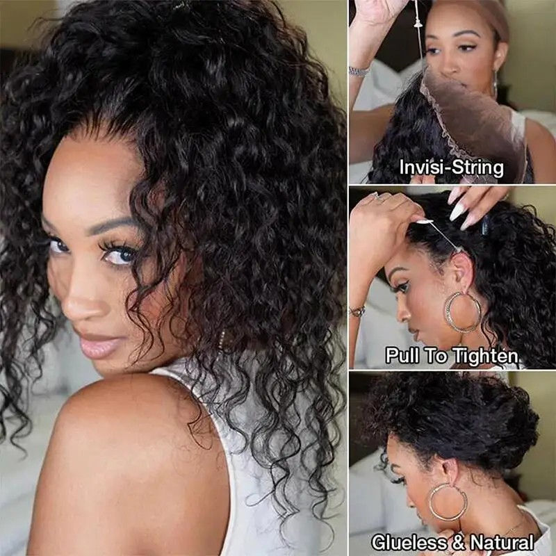 Curly wig application steps: Invisi-String, Pull To Tighten