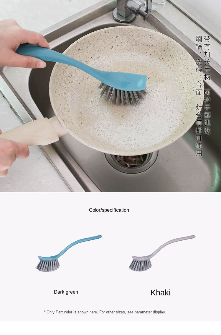 Thumbnail: Long handle cleaning brush scrubbing a pan