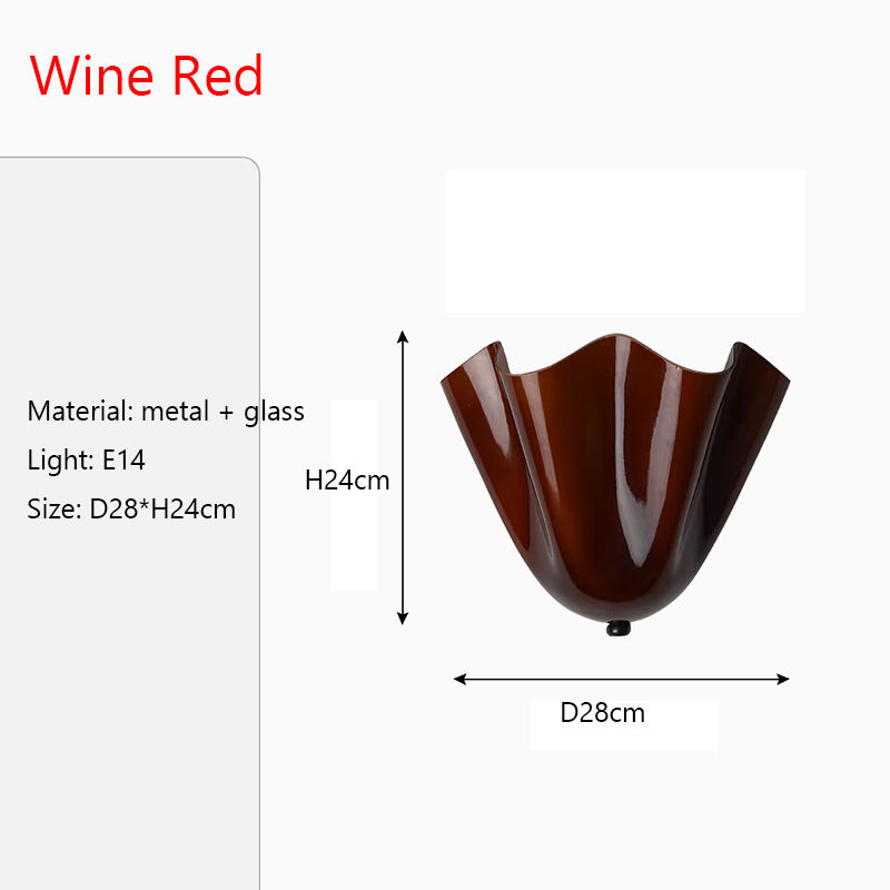 Thumbnail: Wine red metal and glass E14 light fixture, 28x24cm