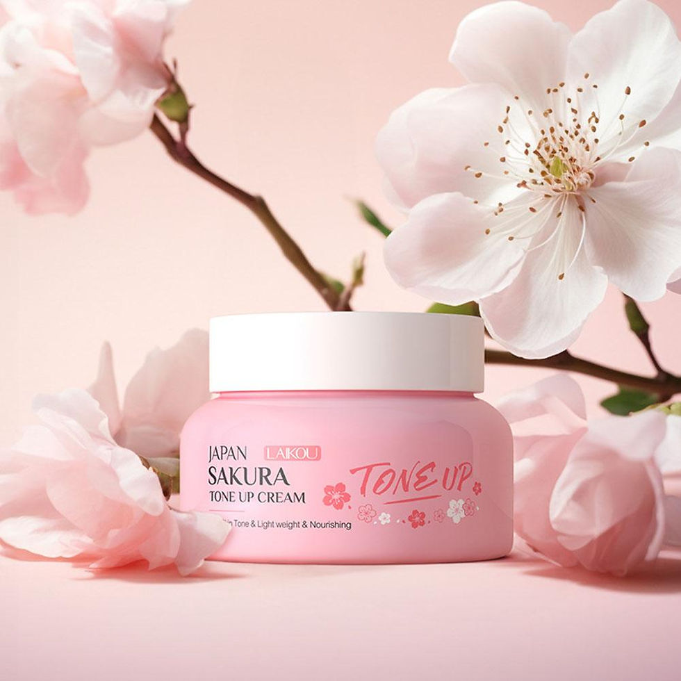 Japan Sakura Tone Up Cream jar with cherry blossoms