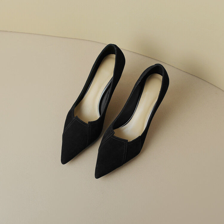 Thumbnail: New Spring Summer Women Shoes Sheep Suede Women Pumps Pointed Toe Thin Heel Conc