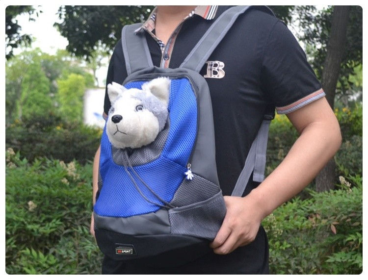 Thumbnail: Pet Dog Carrier Pet Backpack Bag Portable Travel Bag Pet Dog Front Bag Mesh Outd