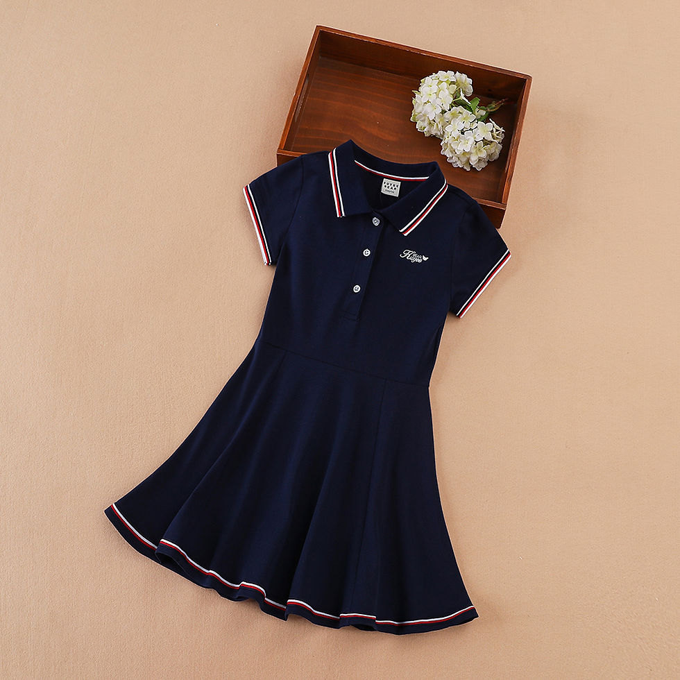 Thumbnail: Kids Girls Sport Dresses Cotton Turn-Down Collar Tennis Dress 2025 New Summer Sh
