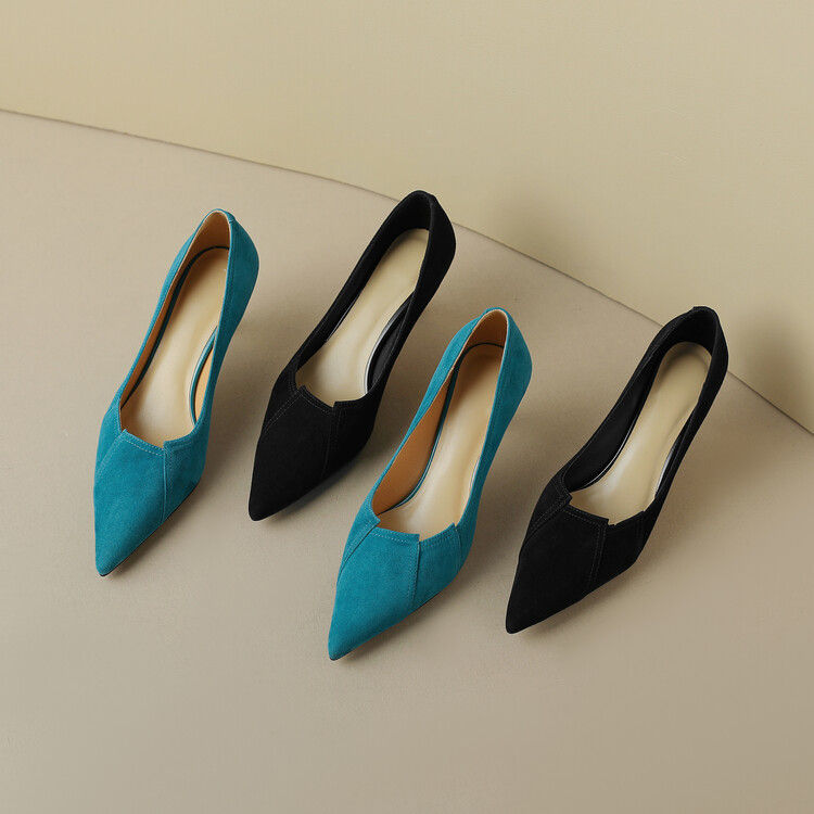 Thumbnail: New Spring Summer Women Shoes Sheep Suede Women Pumps Pointed Toe Thin Heel Conc