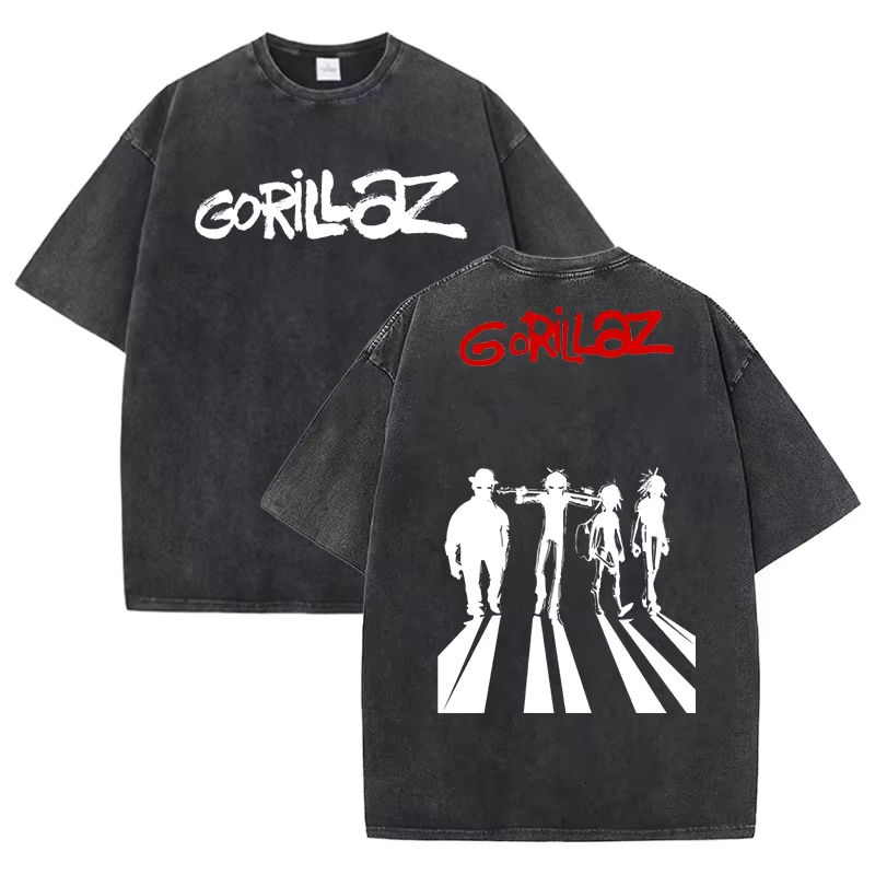 Thumbnail: Gorillaz Print T-shirts for Women/Men Summer Short Sleeve Round Neck Tee Shirts 