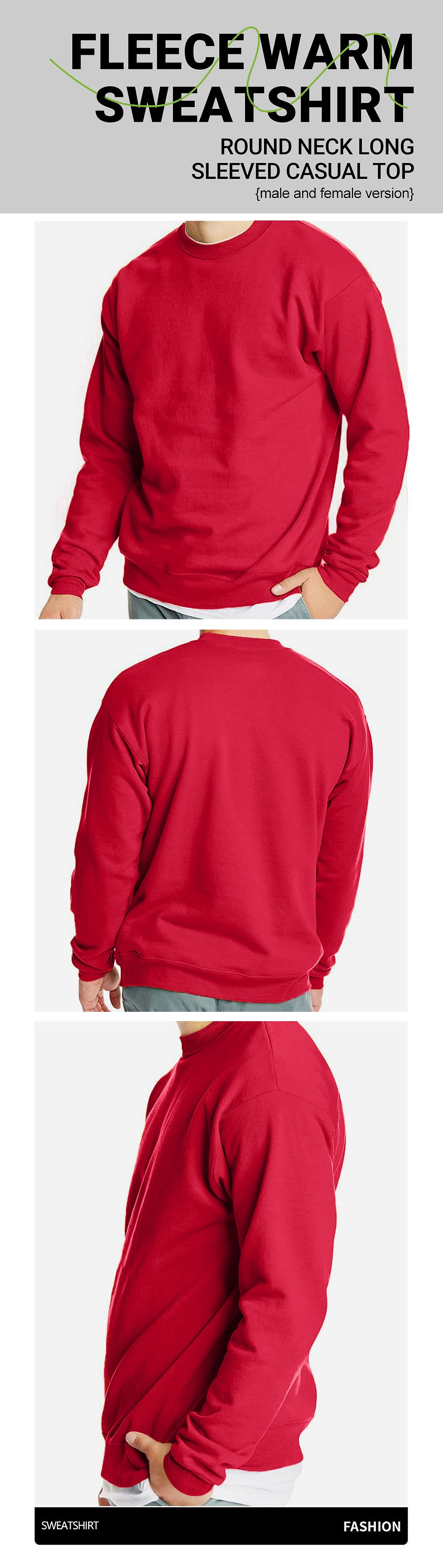Thumbnail: Red men's sweatshirt, back view