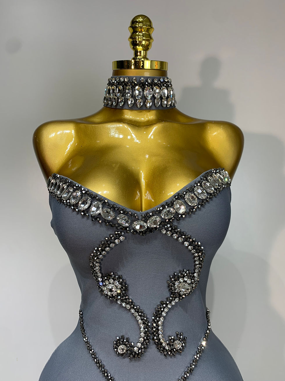Thumbnail: High Quality Strapless Beading With Necklace Bandage Dress  Celebrity Elegant  E